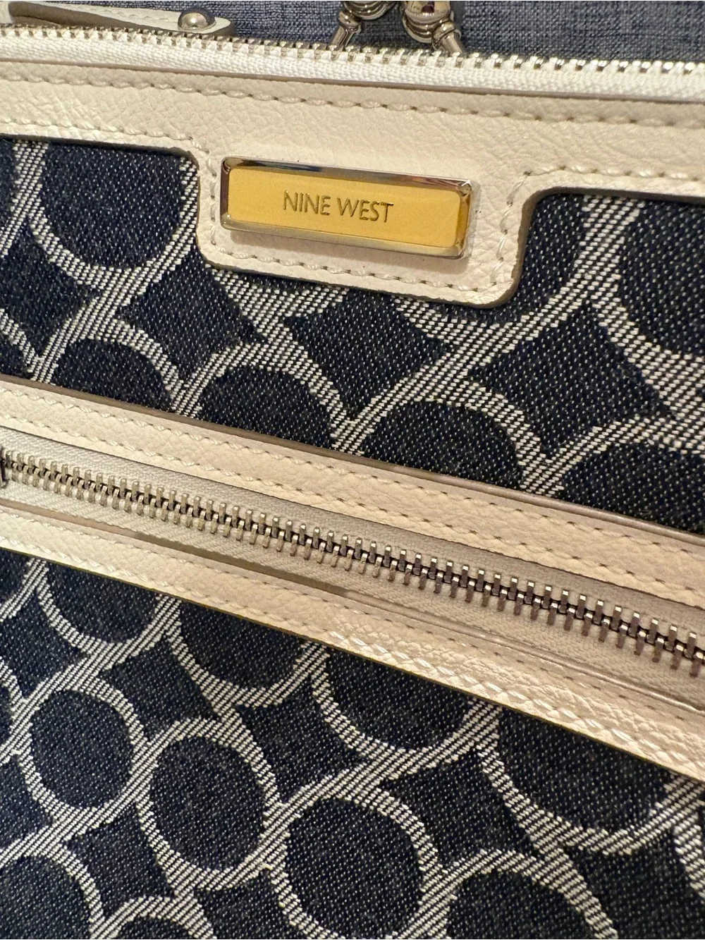 Nine West Denim & Cream Crossbody Bag with Kisslock